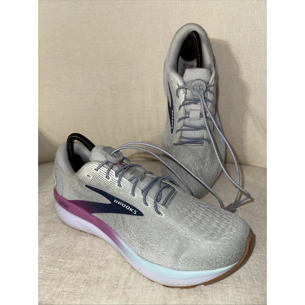Brooks Ghost 16 Womens Size 9 Wide Gray Purple Road Running Shoes 1204071D175 **